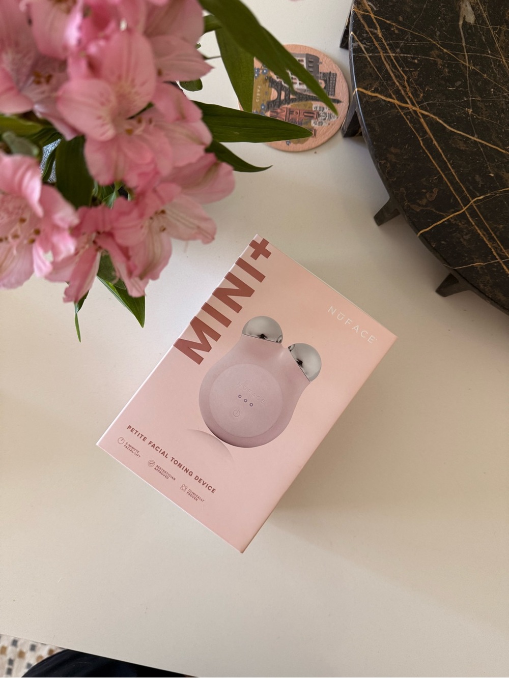 NuFace Mini+ Petite Facial Toning Device - Blush Pink with Silver Spheres